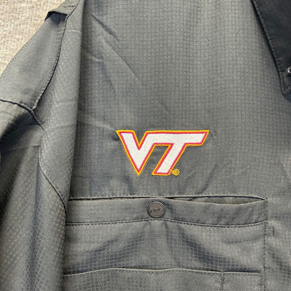 Columbia PFG Virginia Tech Hokies Tamiami II Shirt Mens XL Black XM7417 UPF 40 - Picture 6 of 9